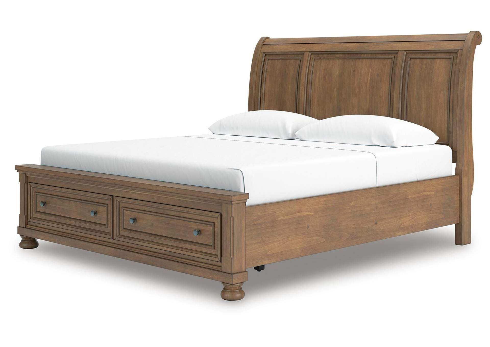 Vandenmore King Storage Sleigh Bed with Dresser and Nightstand angled view