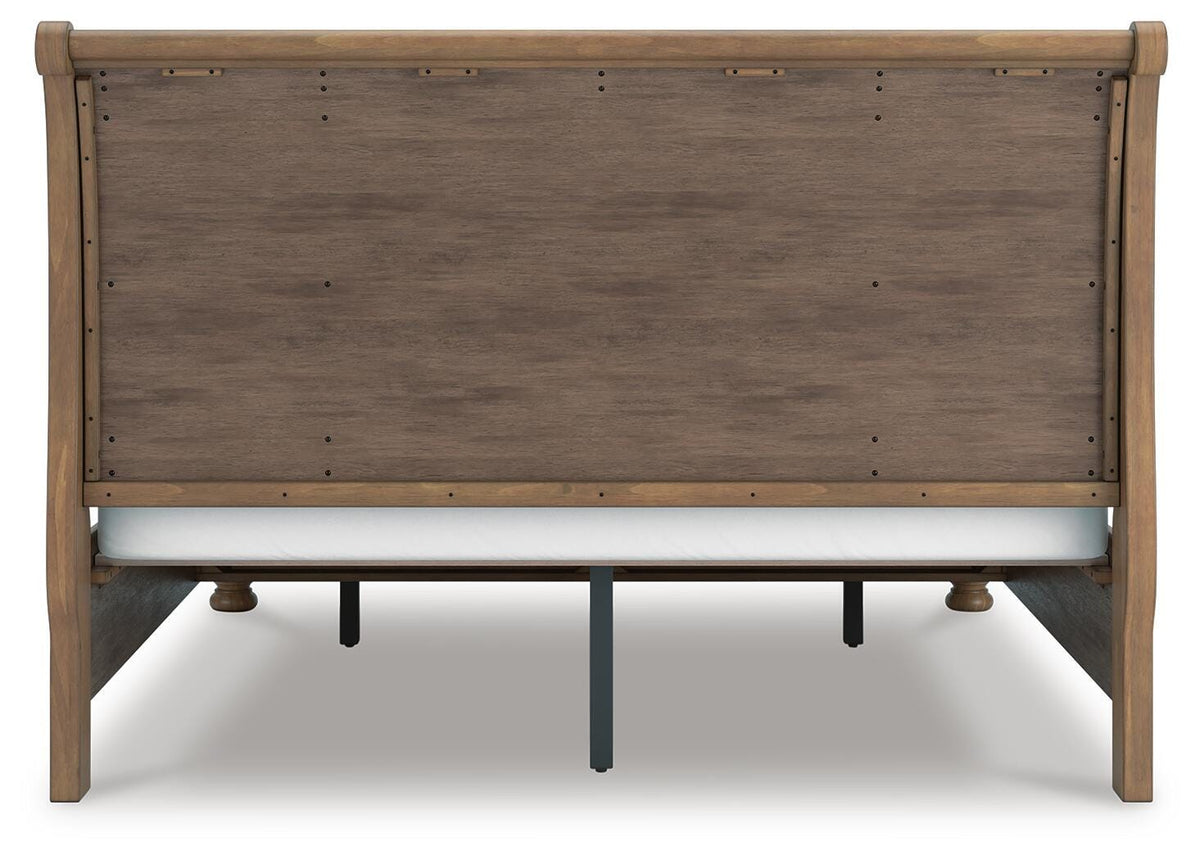 Feddinger King Storage Sleigh Bed in Medium Brown, back view