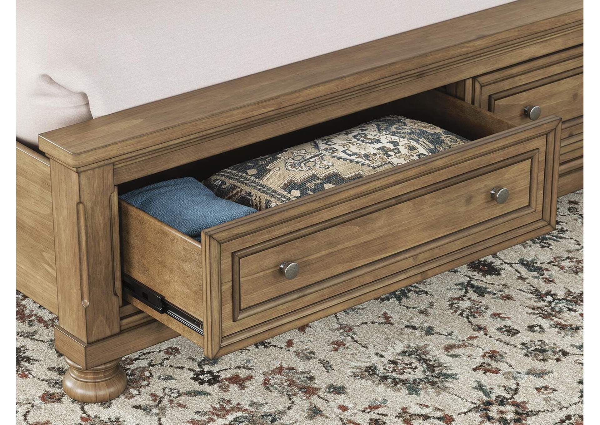 Vandenmore King Storage Sleigh Bed with Dresser detail
