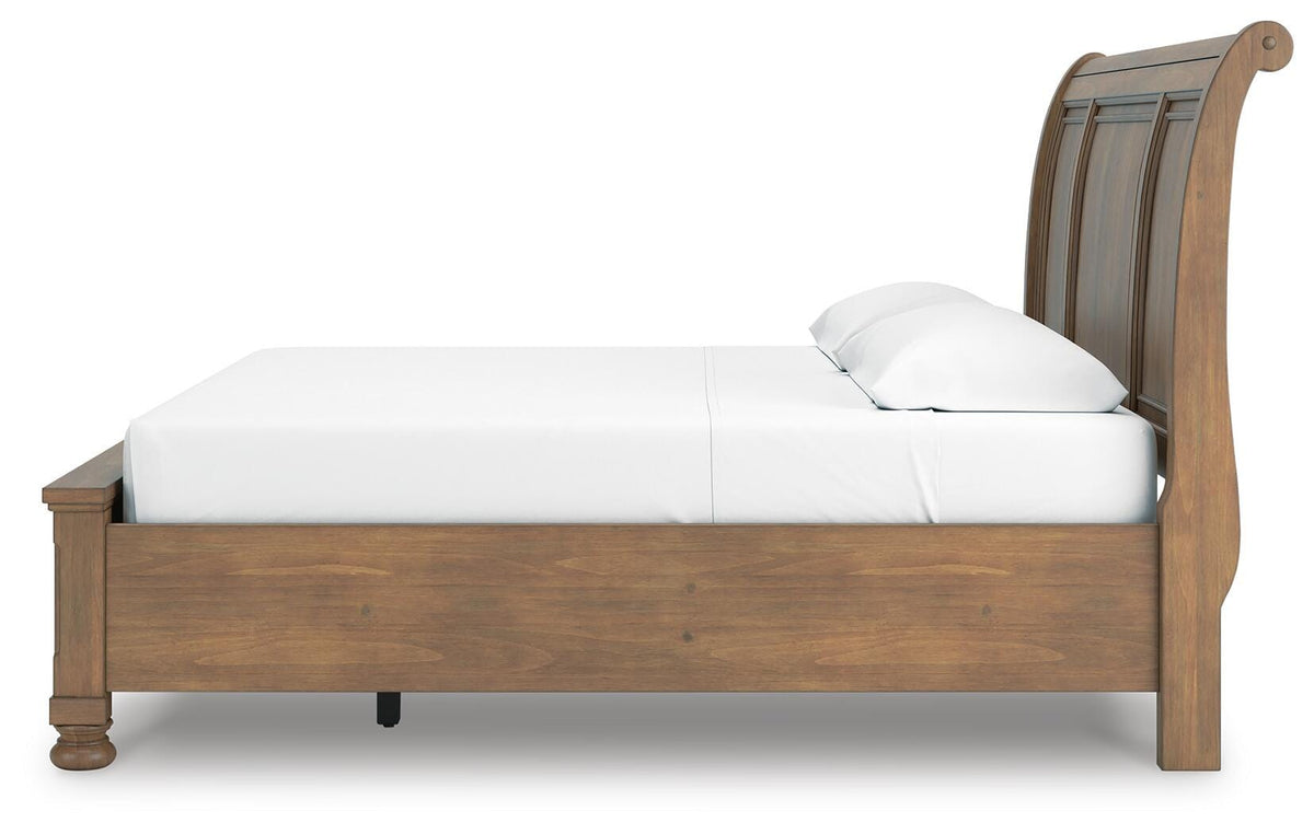 Feddinger King Storage Sleigh Bed in Medium Brown, alternate side view