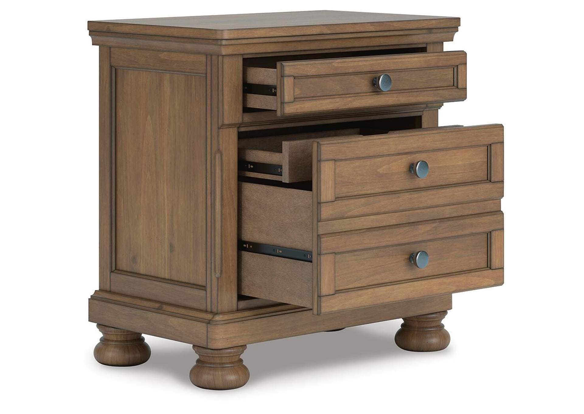 Vandenmore King Panel Bed with Mirrored Dresser, Chest and Nightstand angled view