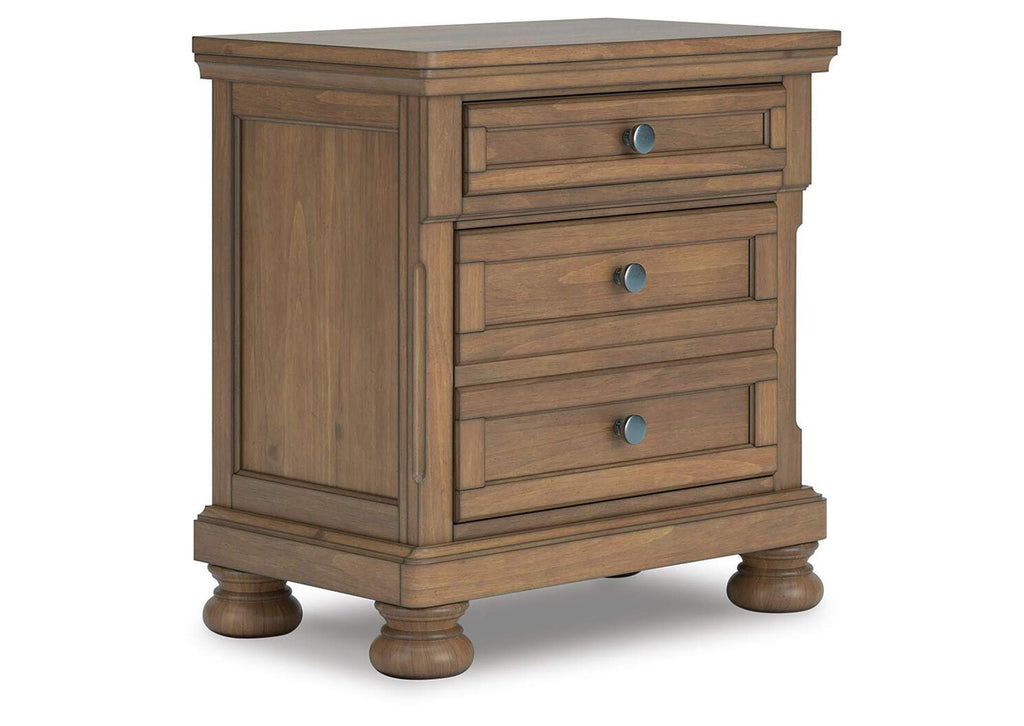 Vandenmore Queen Panel Bed with Mirrored Dresser and 2 Nightstands angled view