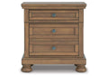 Vandenmore California King Storage Sleigh Bed with Mirrored Dresser and Nightstand