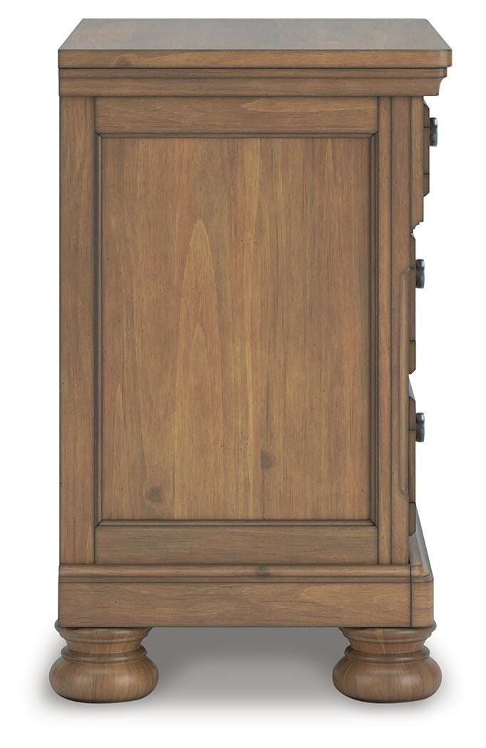 Feddinger Nightstand in Medium Brown, side view