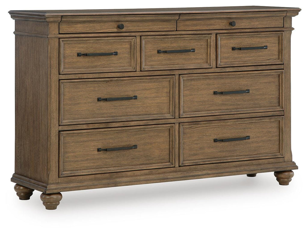 Karallin Dresser in Medium Brown, closed view