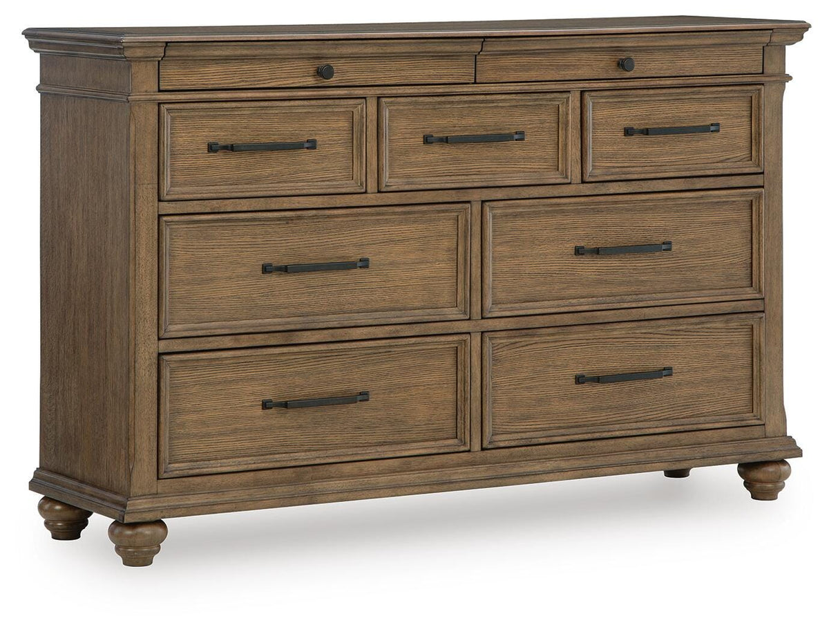 Karallin Dresser in Medium Brown, closed view