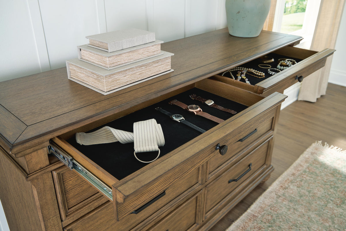 Karallin Dresser in Medium Brown, detail view