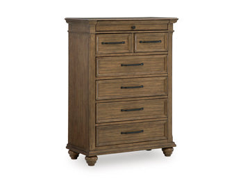 Karallin Chest of Drawers in Medium Brown, closed view