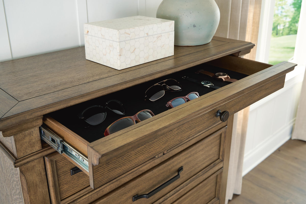 Karallin Chest of Drawers in Medium Brown, detail view