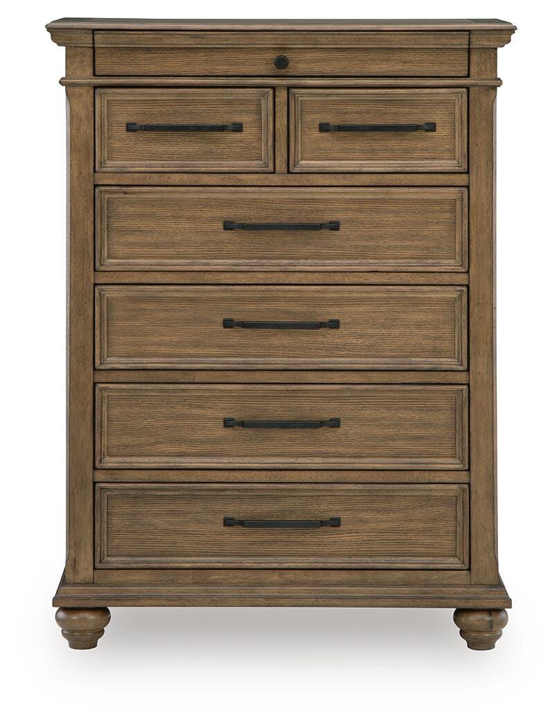 Karallin Chest of Drawers in Medium Brown, front view