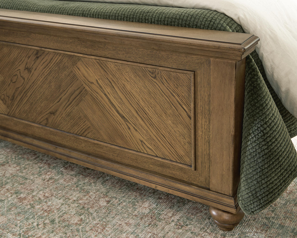 Karallin California King Panel Bed in Medium Brown, detail view