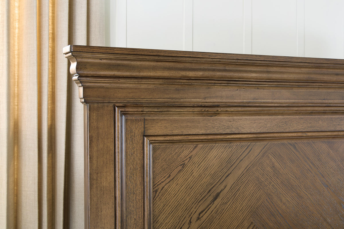 Karallin California King Panel Bed in Medium Brown, detail view