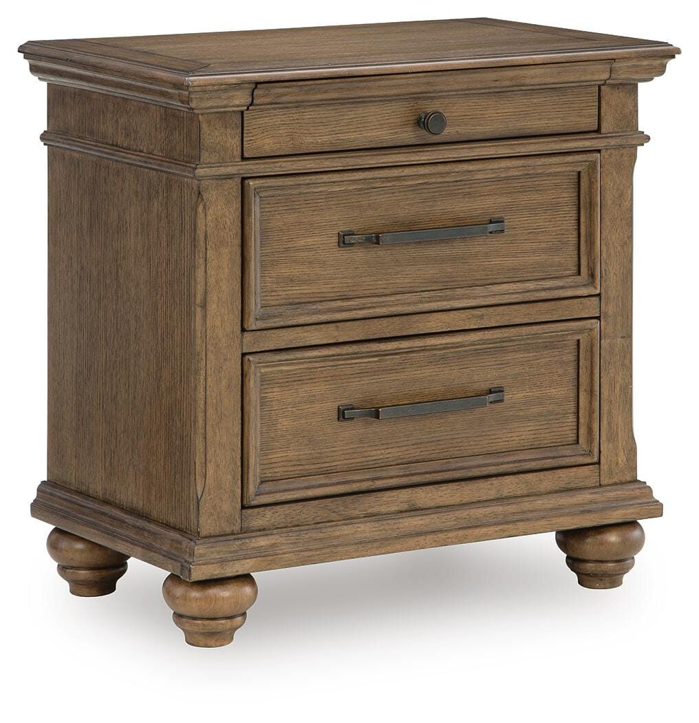 Karallin Nightstand in Medium Brown, closed view