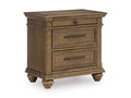 Karallin Nightstand in Medium Brown, closed view