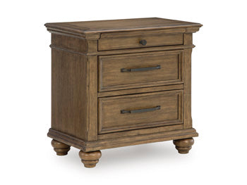 Karallin Nightstand in Medium Brown, closed view