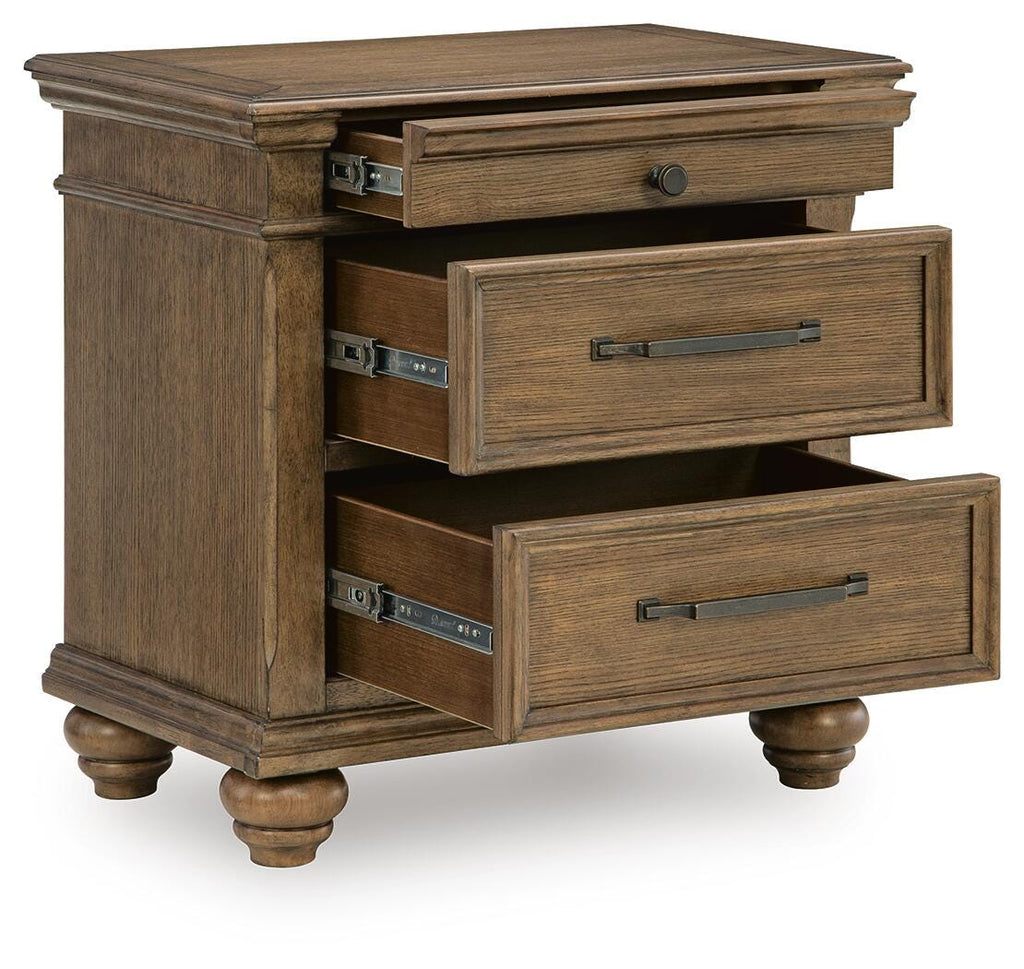 Karallin Nightstand in Medium Brown, open view