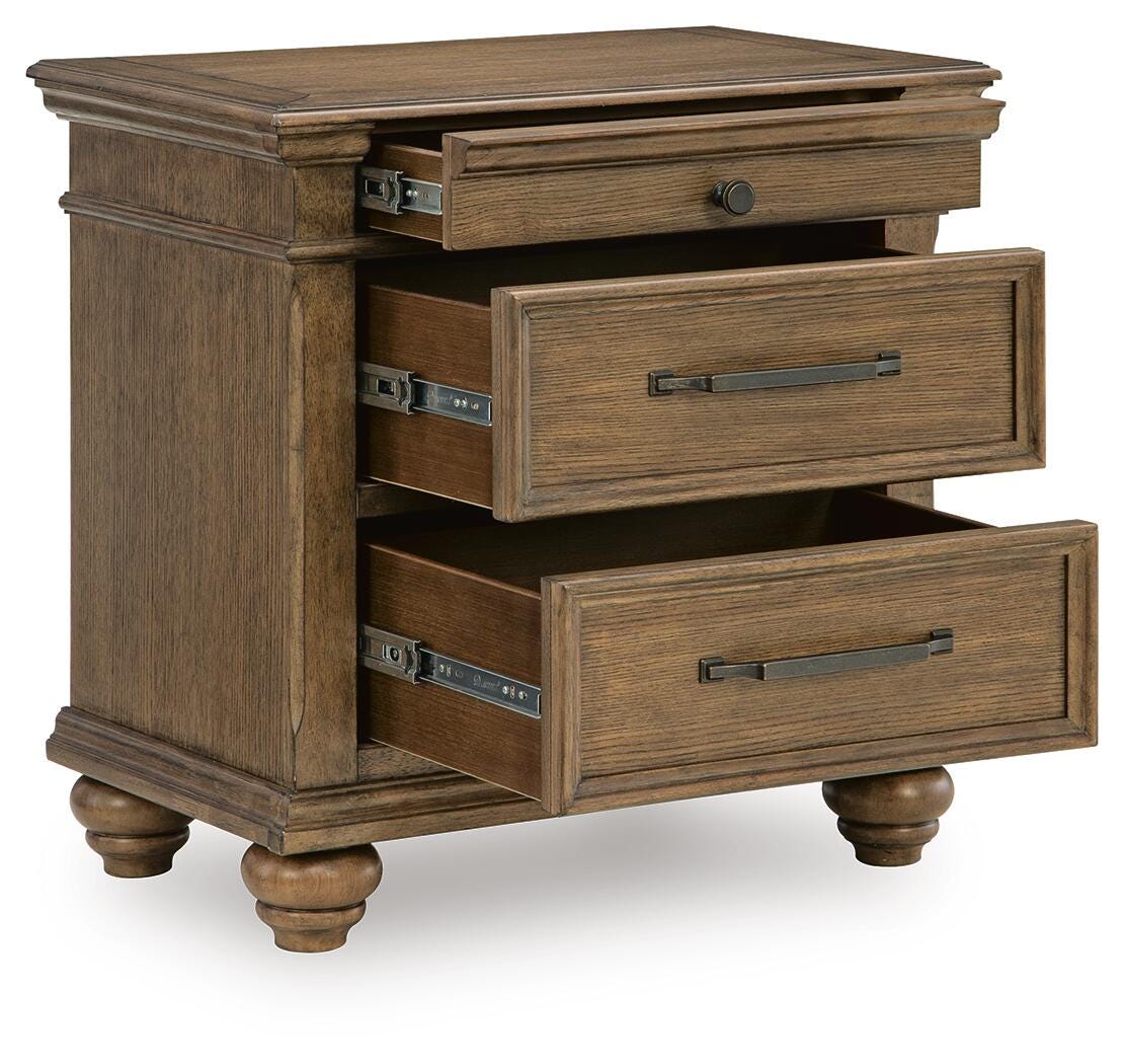 Karallin Nightstand in Medium Brown, open view