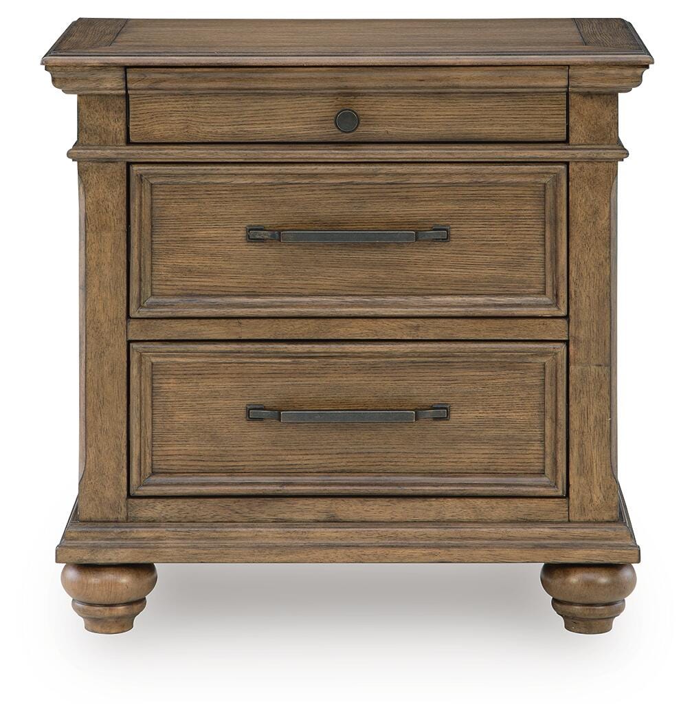 Karallin Nightstand in Medium Brown, front view