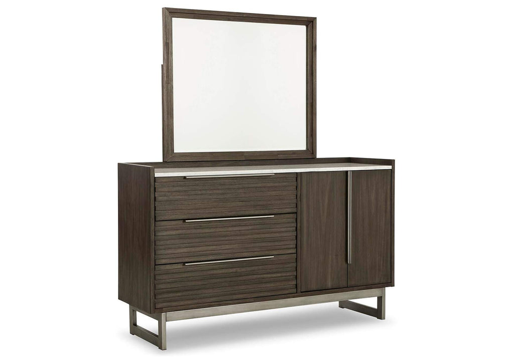 Arkenton King Panel Bed with Mirrored Dresser