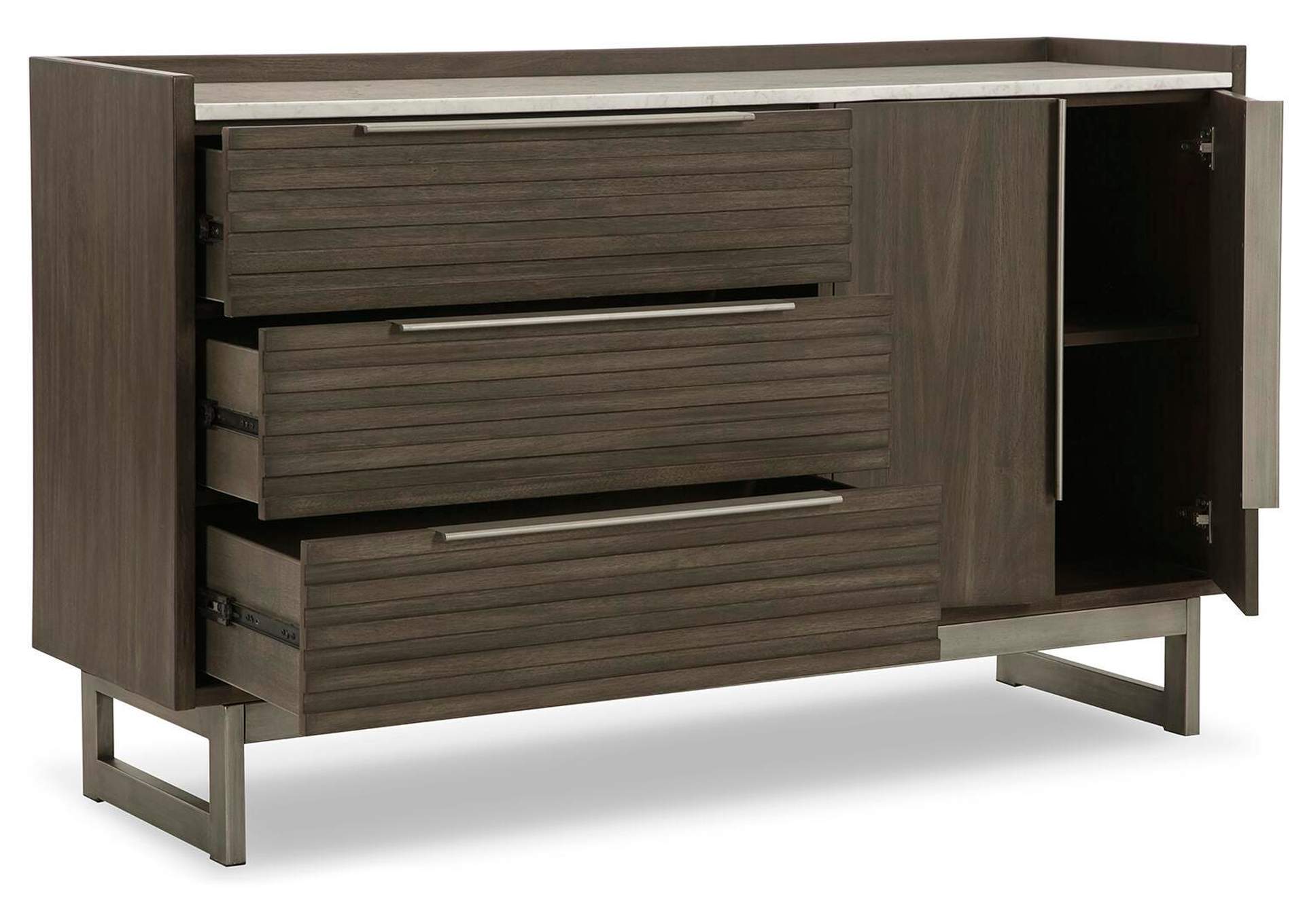 Arkenton King Panel Bed with Dresser angled view
