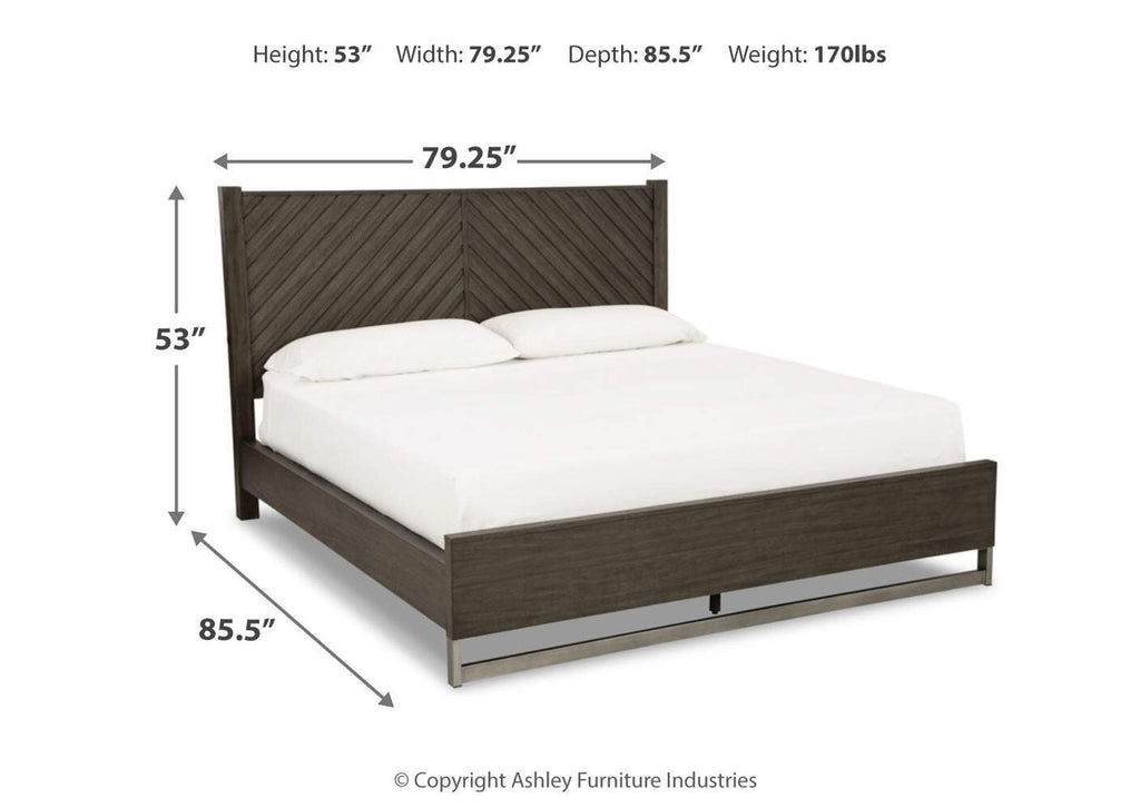 Arkenton King Panel Bed with Mirrored Dresser dimensions