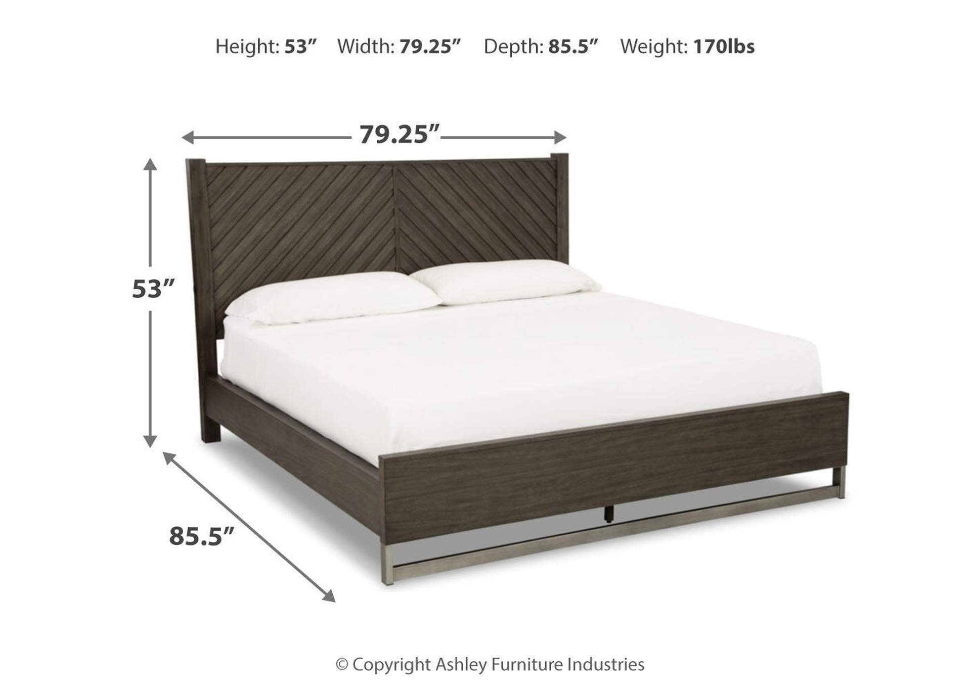 Arkenton King Panel Bed with Mirrored Dresser dimensions