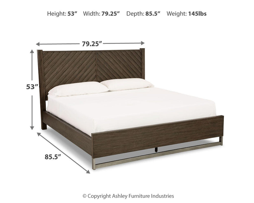 Arkenton King Panel Bed in Grayish Brown, alternate view 9