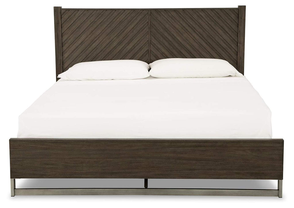Arkenton King Panel Bed with Mirrored Dresser and 2 Nightstands front view