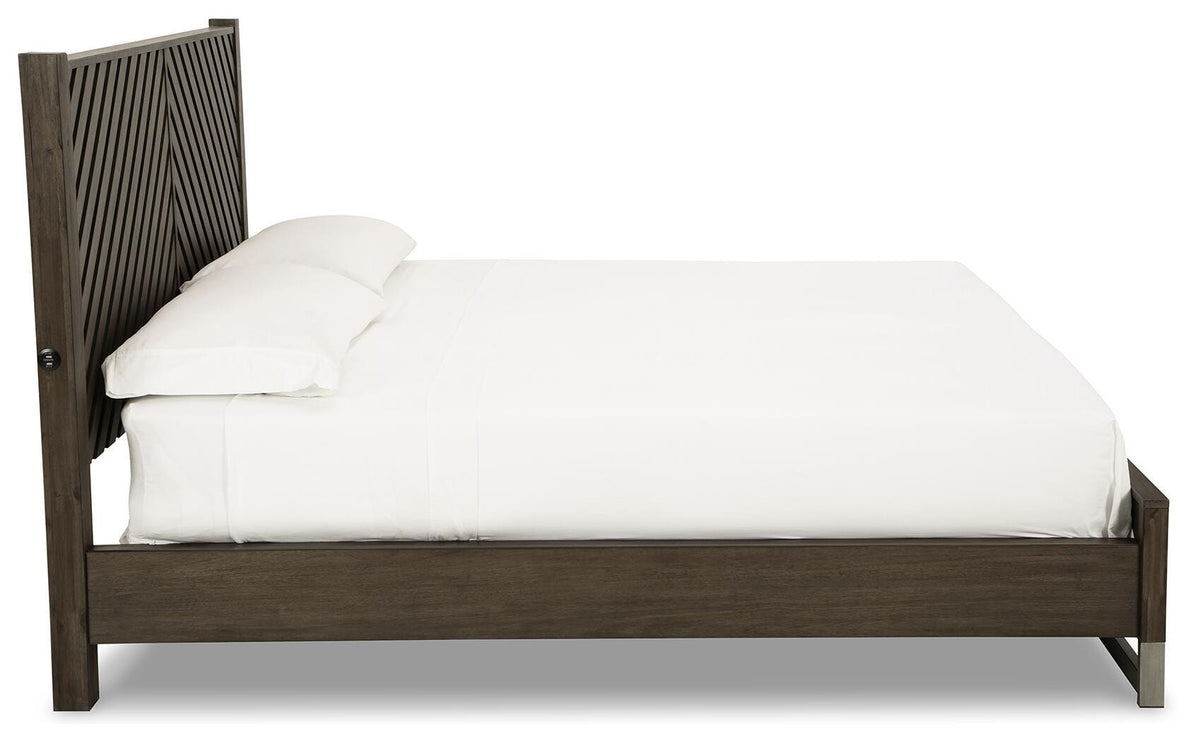 Arkenton King Panel Bed in Grayish Brown, side view