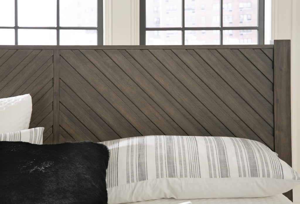 Arkenton King Panel Bed in Grayish Brown, detail view