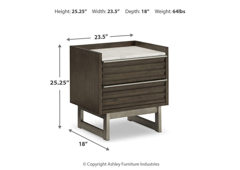 Arkenton King Panel Bed with Mirrored Dresser and 2 Nightstands dimensions