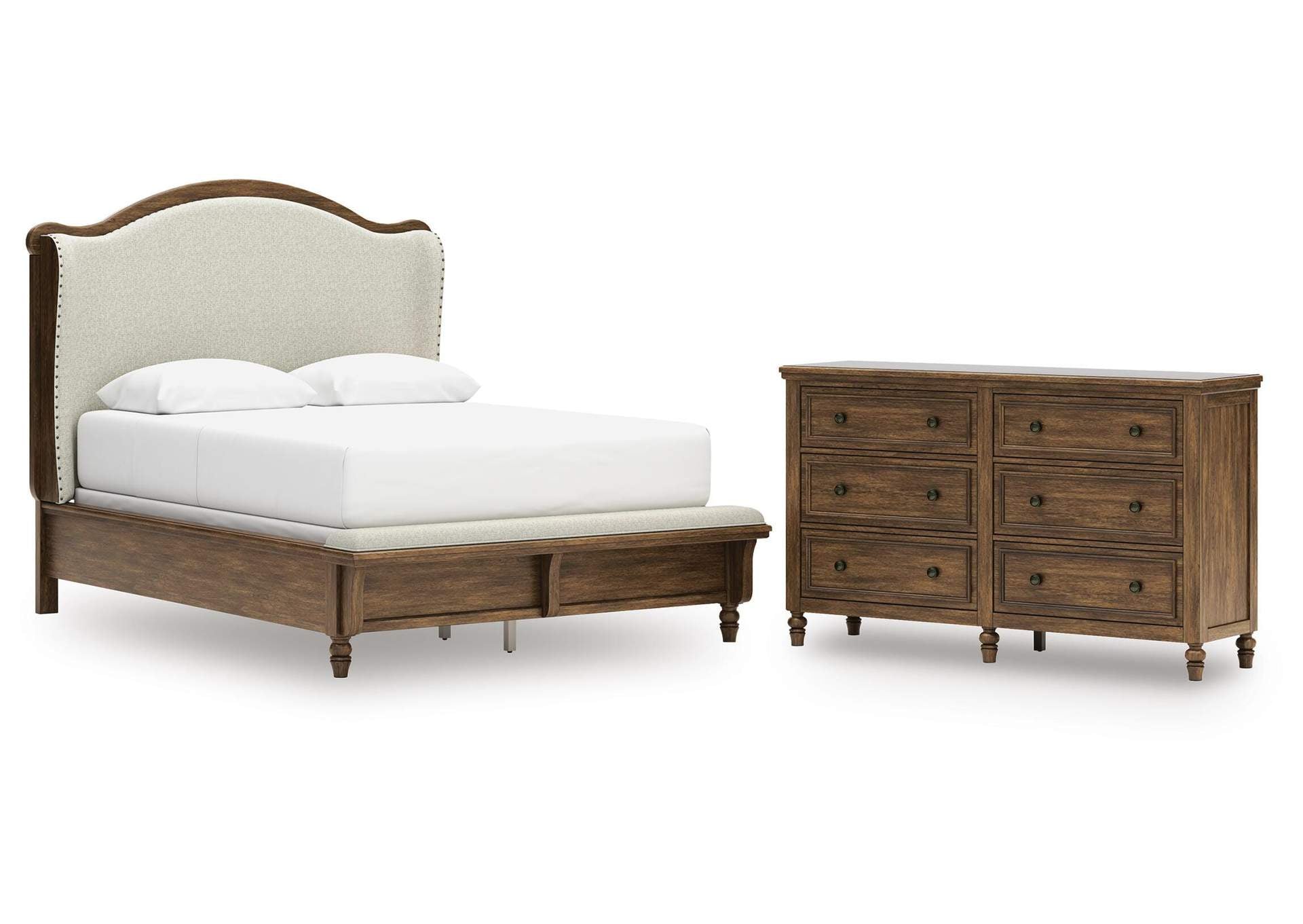 Sturlayne Queen Upholstered Panel Bed and Dresser