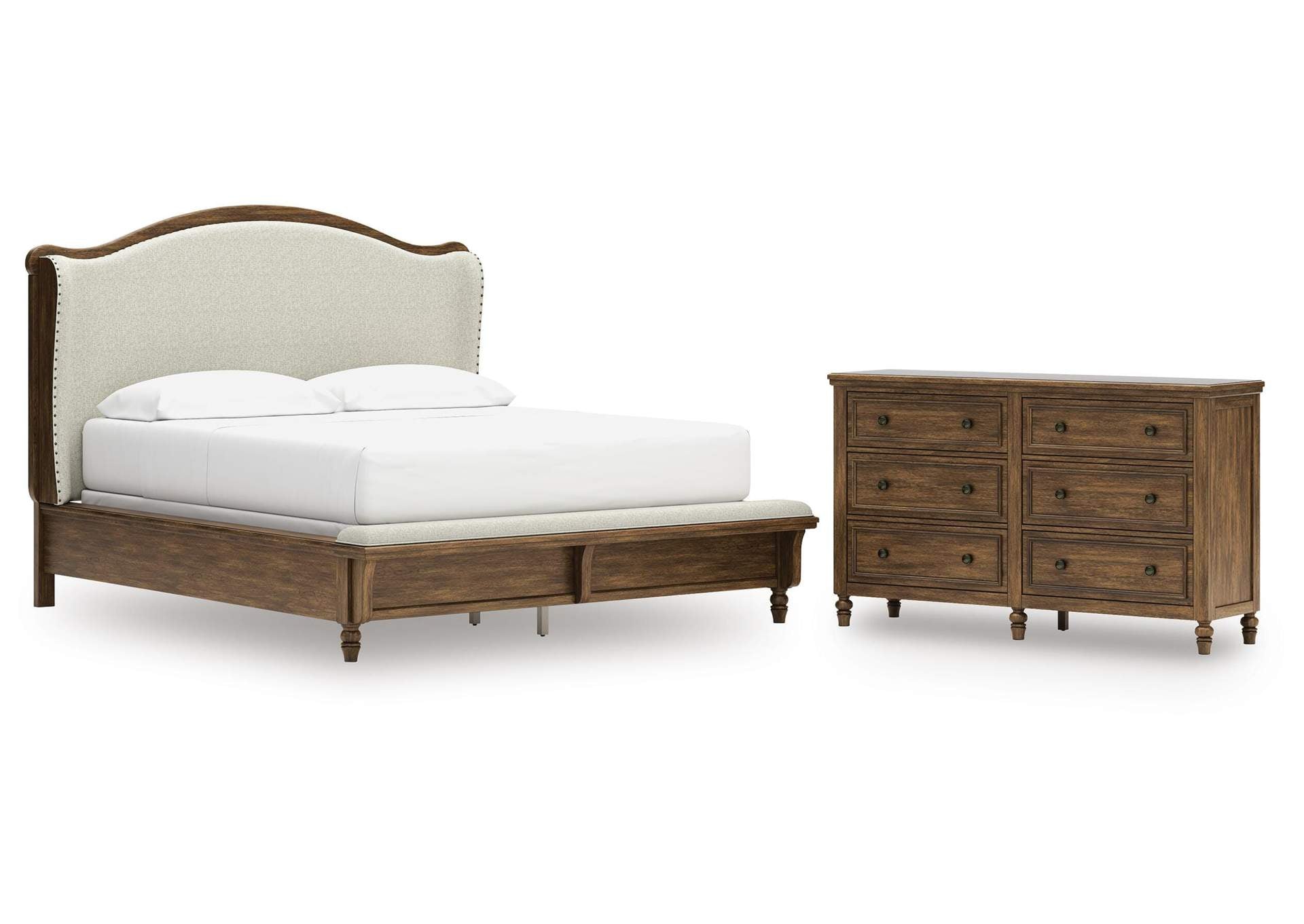 Sturlayne California King Upholstered Panel Bed and Dresser