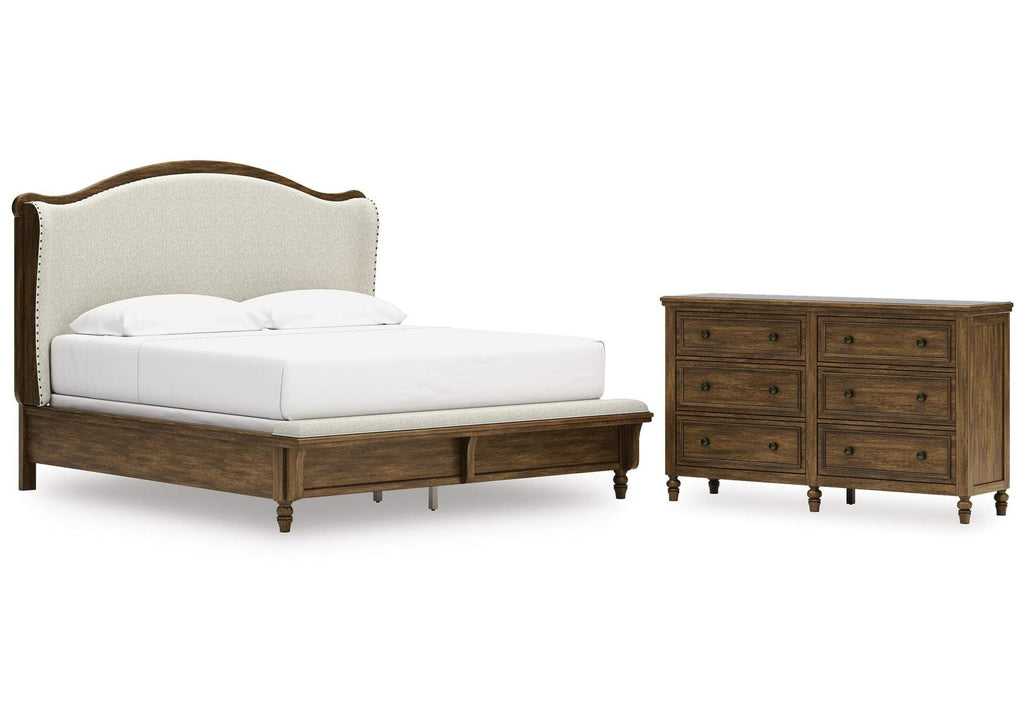 Sturlayne King Upholstered Panel Bed and Dresser