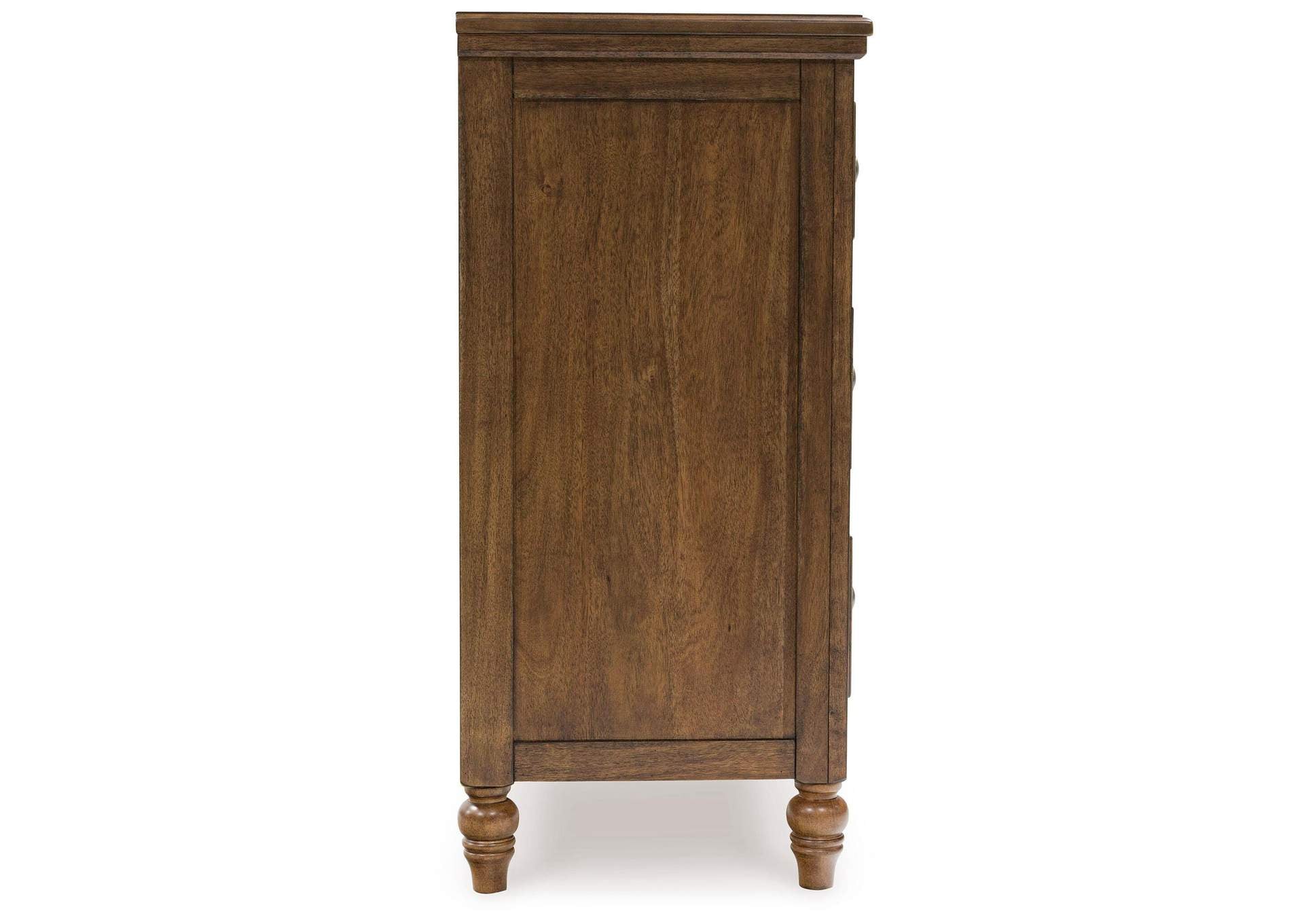 Sturlayne King Upholstered Panel Bed and Dresser side view