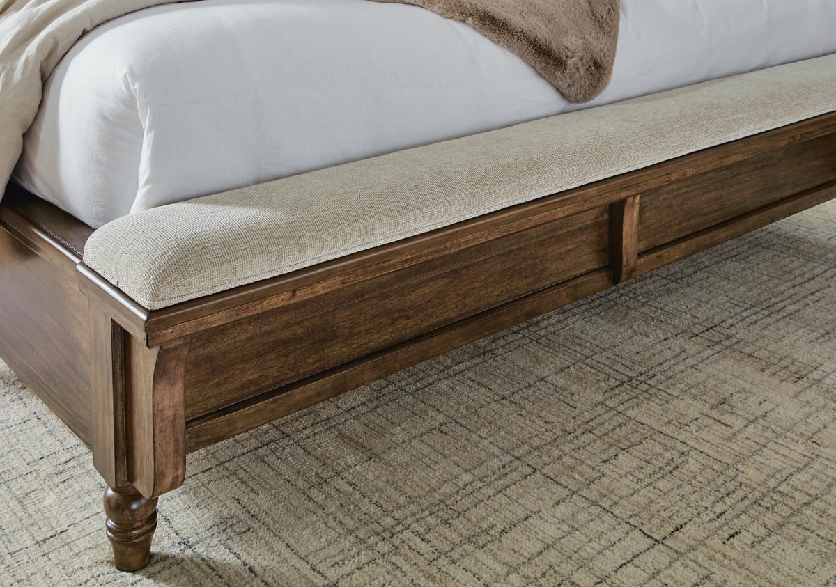 Sturlayne King Upholstered Panel Bed in Brown, detail view