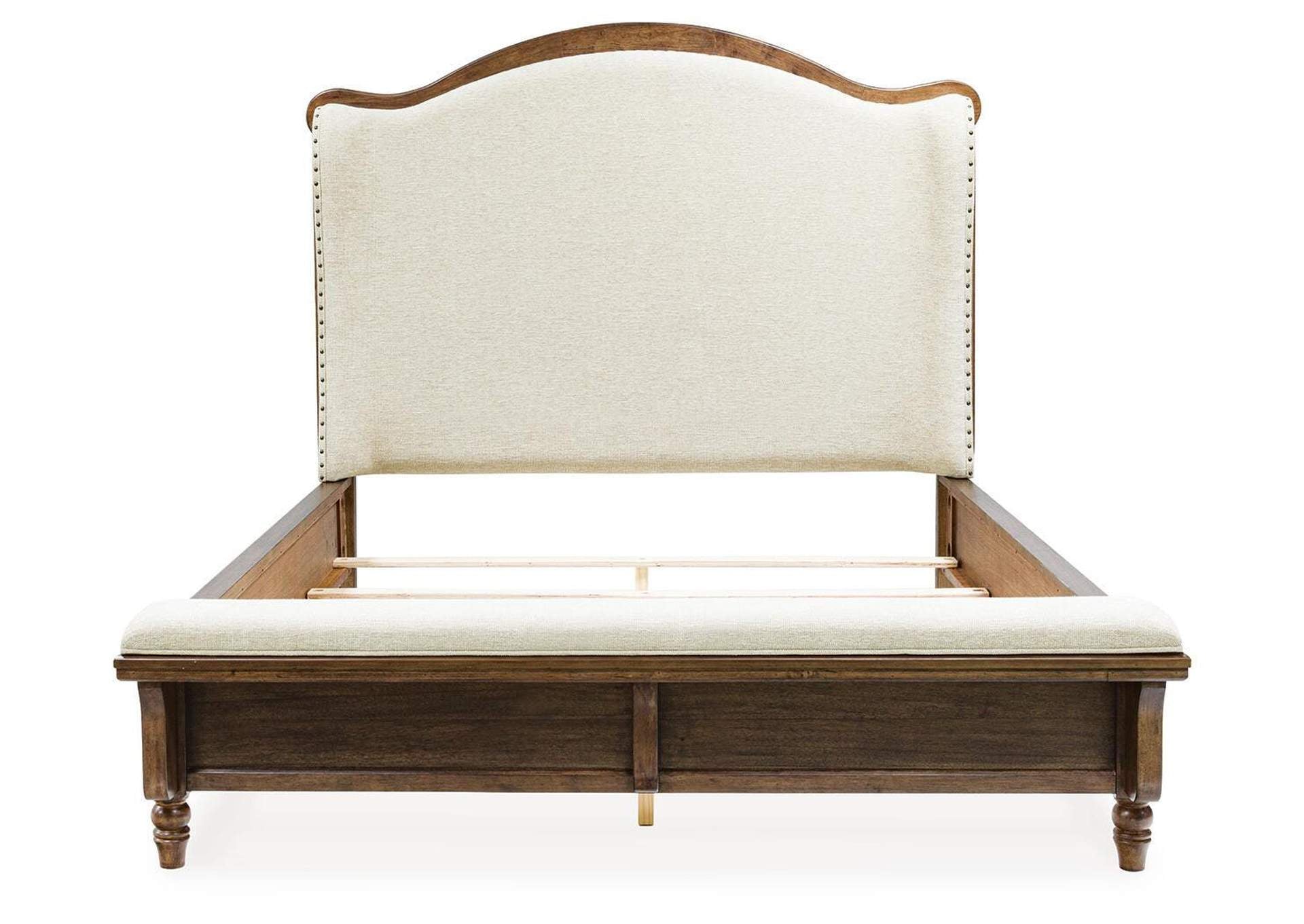 Sturlayne Queen Upholstered Panel Bed, Dresser and Mirror