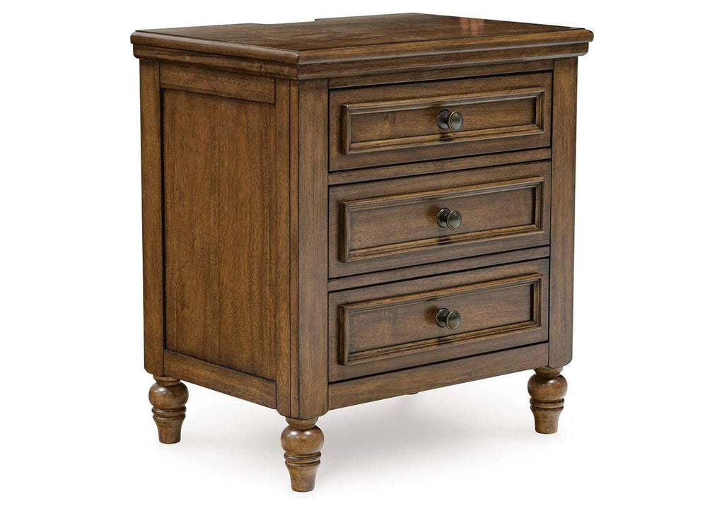 Sturlayne King Upholstered Panel Bed, Dresser and 2 Nightstands angled view