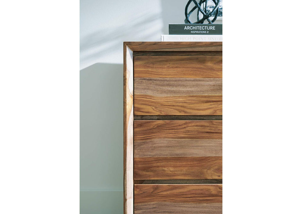 Dressonni California King Panel Bed with Mirrored Dresser detail