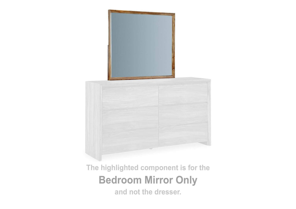 Dressonni King Panel Bed with Mirrored Dresser