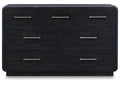 Rowanbeck California King Upholstered Panel Bed and Dresser