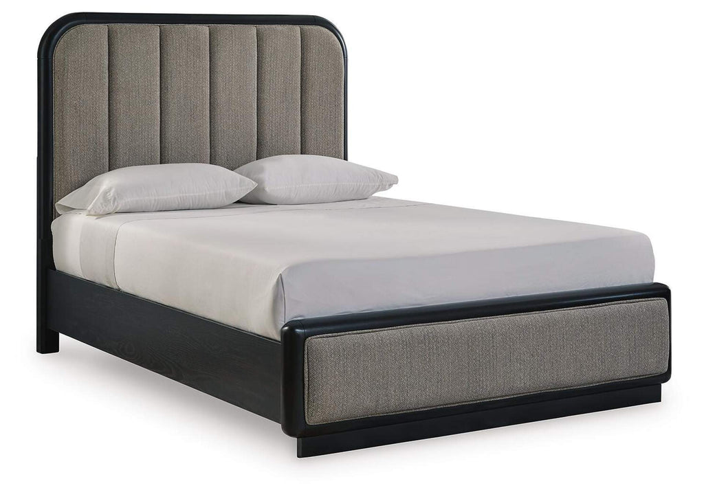 Rowanbeck Queen Upholstered Panel Bed angled view