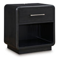 Rowanbeck Nightstand in Black, closed view