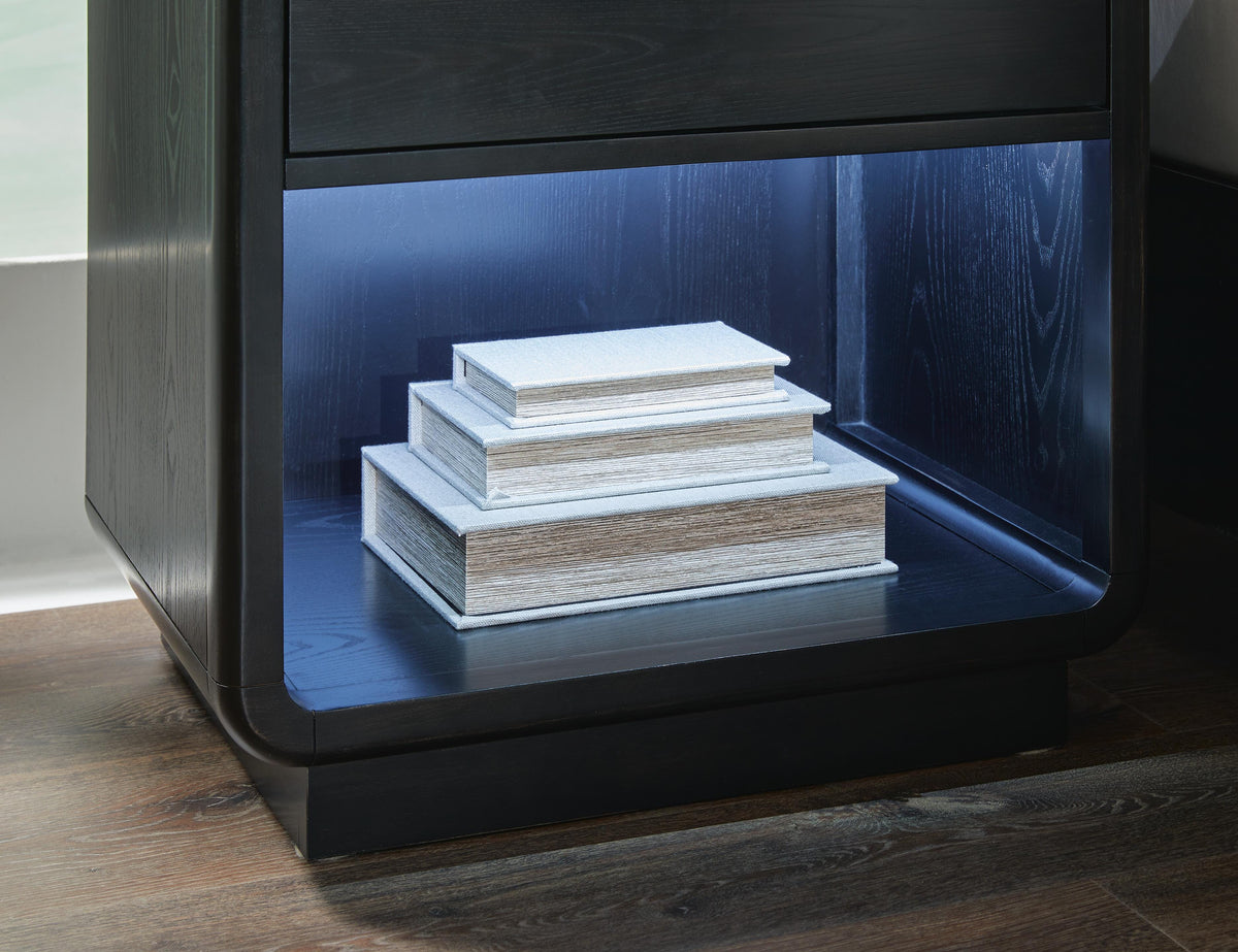 Rowanbeck Nightstand in Black, detail view