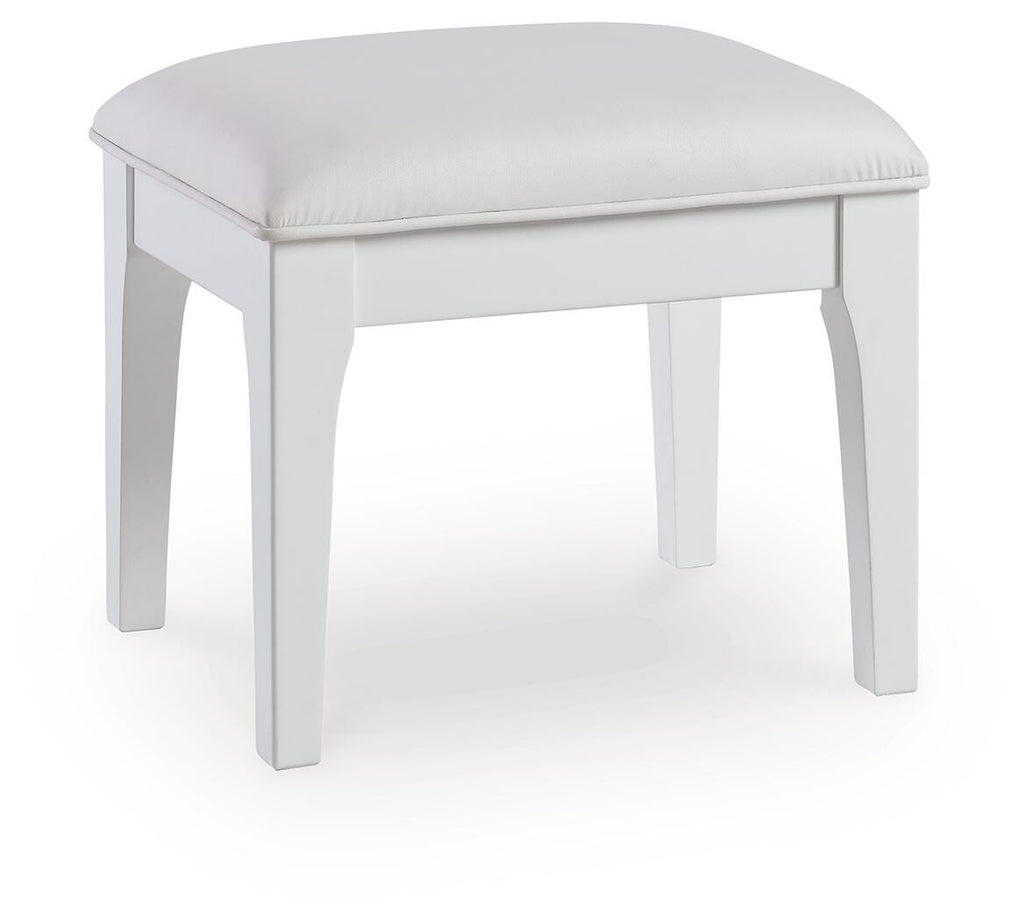 Chalanna Vanity Stool in White, closed view