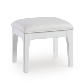 Chalanna Vanity Stool in White, closed view