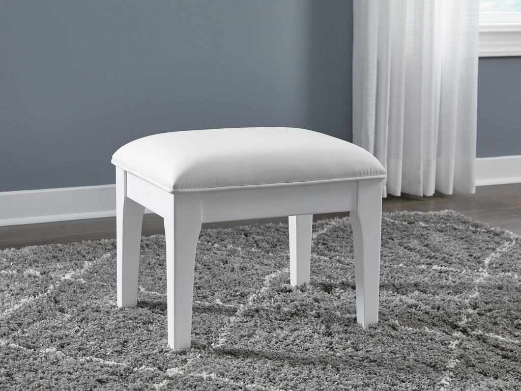 Chalanna Vanity Stool in White, closed view