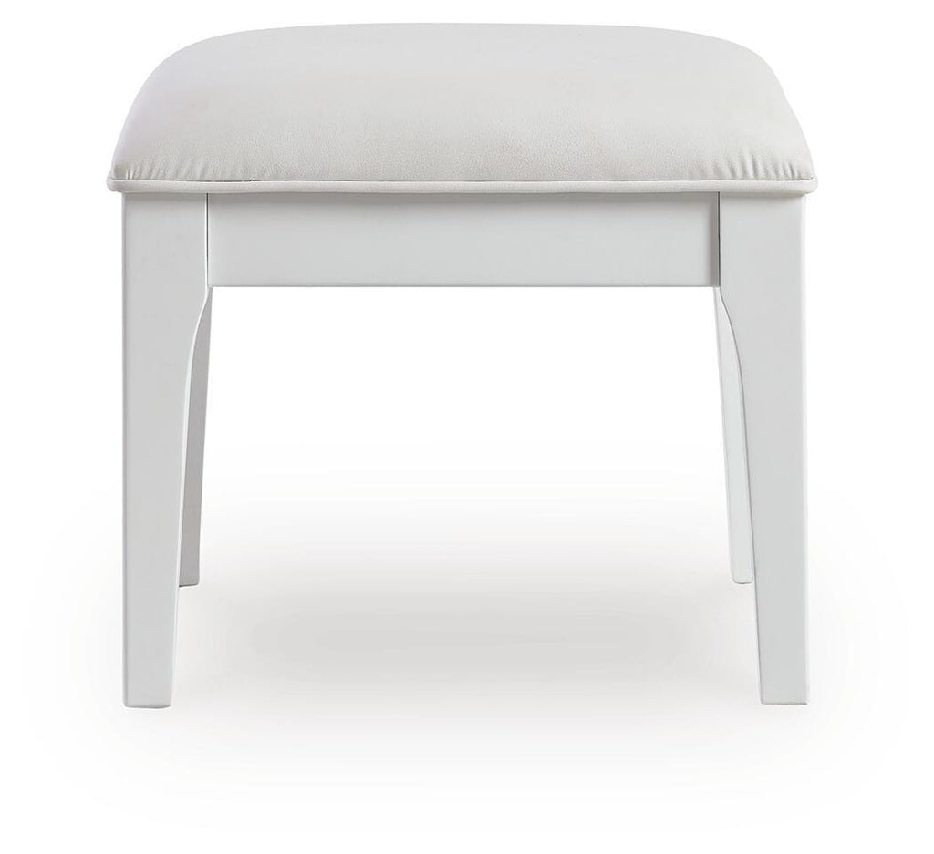 Chalanna Vanity Stool in White, front view