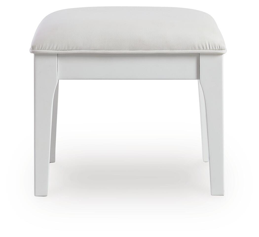 Chalanna Vanity Stool in White, front view