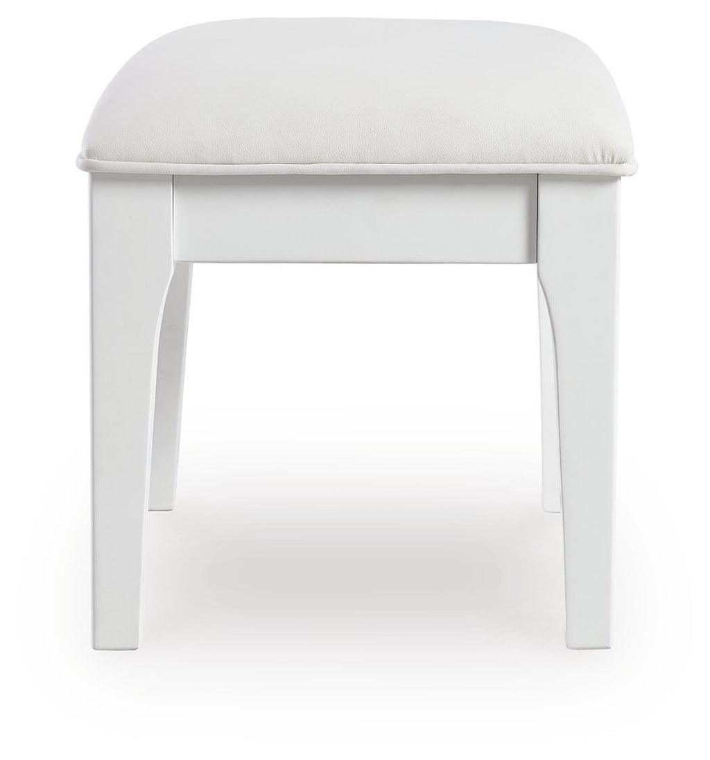 Chalanna Vanity Stool in White, side view